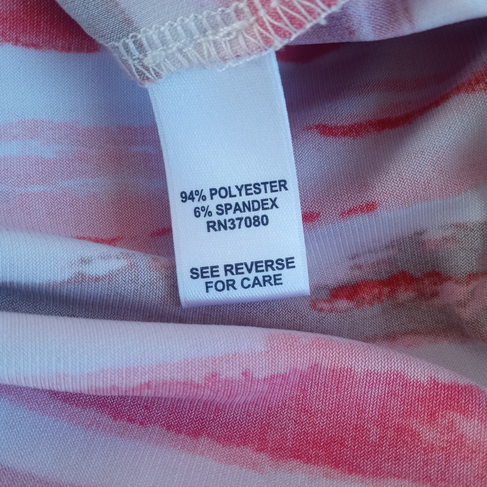 Cato Women's Size Large Vibrant Striped V-Neck Tunic Top - Pink, Orange, & Tan - Picture 6 of 7